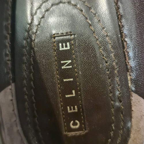 Celine leather pumps used, brown croc pattern, size 38