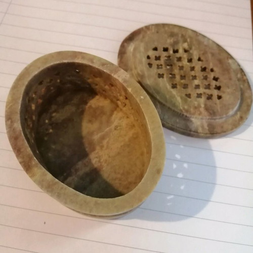 Decorative miniature antique stone container