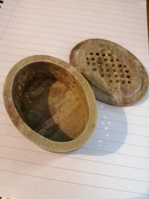 Decorative miniature antique stone container