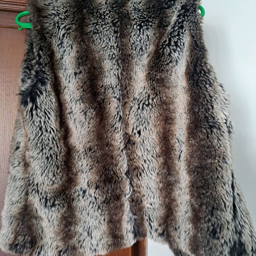 Synthetic fur vest like new, beige and brown