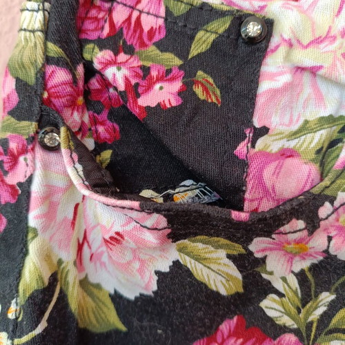Blue Fashion women's pants floral black pattern size L new