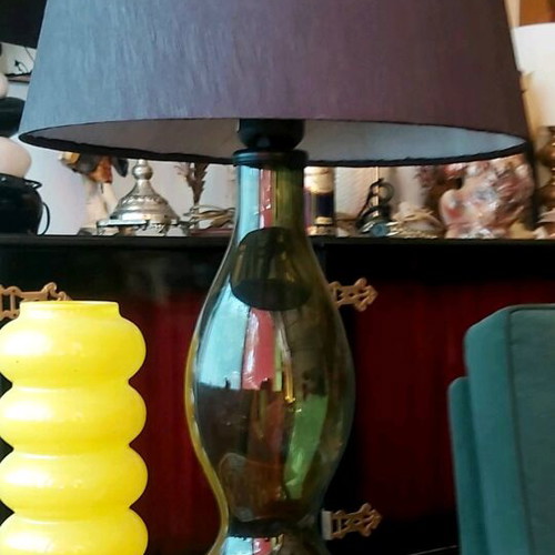 Table lamp made of green transparent thick glass like new