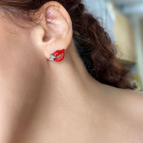 Women's Earrings 'Red Lips'