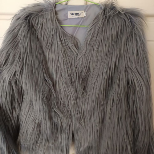 Shein gray short fur coat new, size XXL