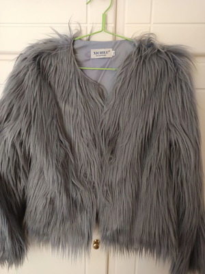 Shein gray short fur coat new, size XXL