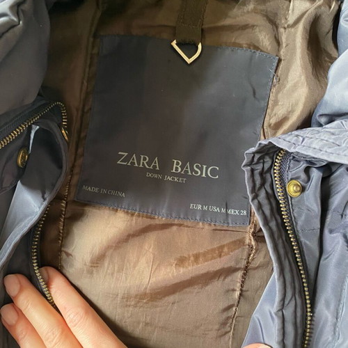 Long down jacket Zara used, blue and brown