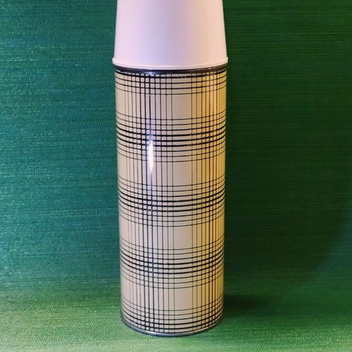 Vintage thermos 1970s with plaid pattern, 30.5 cm