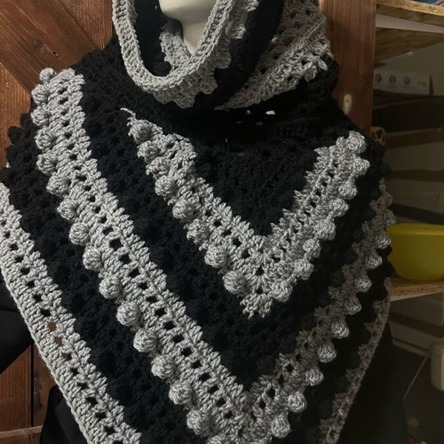 Handmade knitted poncho with hood made to order