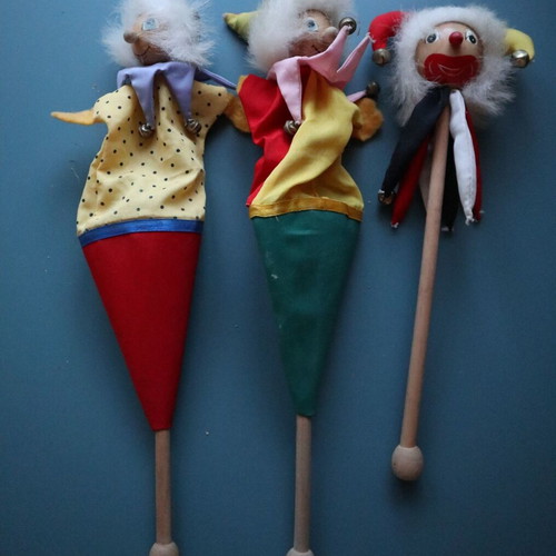 Wooden clown puppets for puppet theater like new