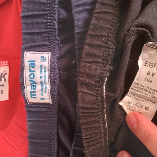 Set of 6 used 3 leggings and 3 short-sleeve tops for 8-year-old girl
