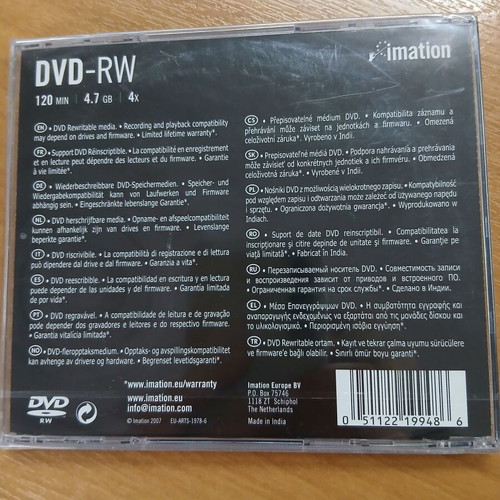 Writable DVDs new, pack of 5 Intenso and Imation discs