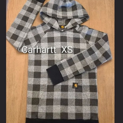 Carhartt WIP Hooded Labelle Sweat XS, grey black plaid hoodie