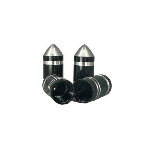 Tire valve caps black rocket style pack of 5 new