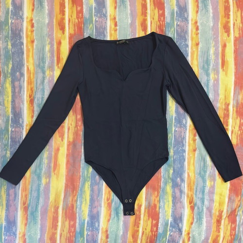 Stradivarius blue bodysuit with heart neckline, like new, size S
