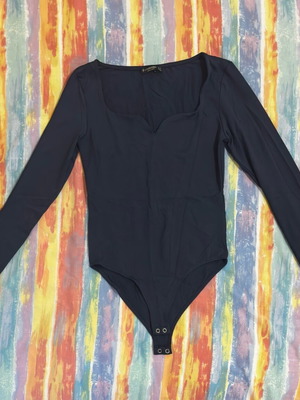 Stradivarius blue bodysuit with heart neckline, like new, size S