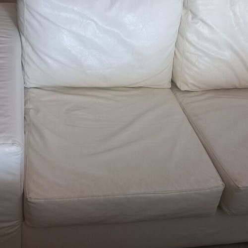 Two-seater sofa used, white eco leather