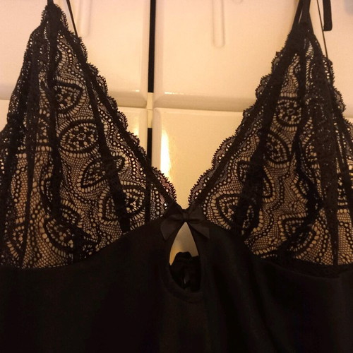 Triumph black short nightdress like new with back lace-up
