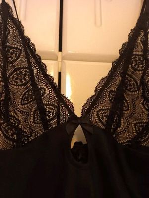 Triumph black short nightdress like new with back lace-up
