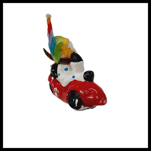 Vintage ceramic clown figurine in cart used, handpainted