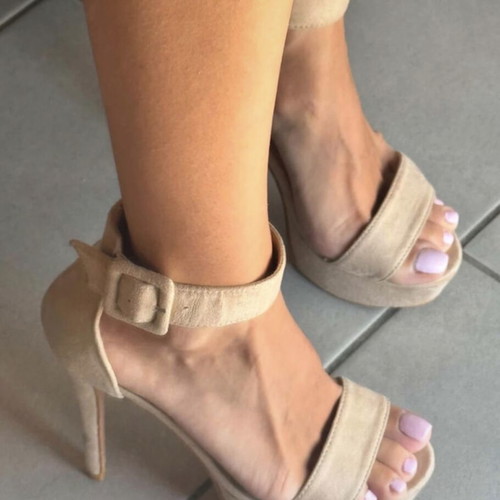 Beige platform sandals size 36