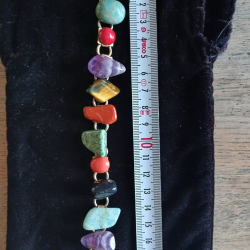 Vintage bracelet with semiprecious stones like new, multicolor
