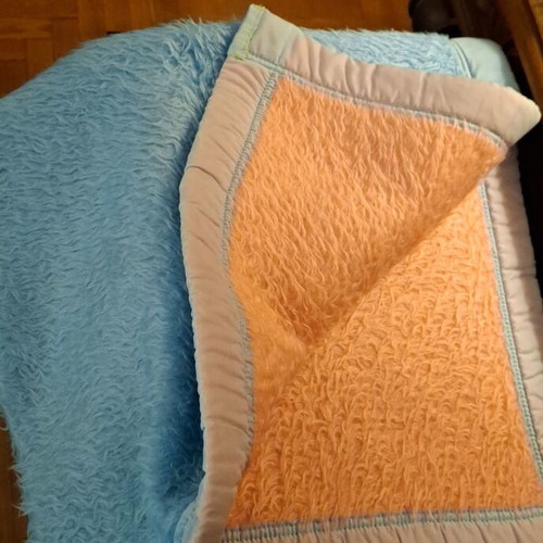 Baby blanket used, warm, double-sided blue and pink