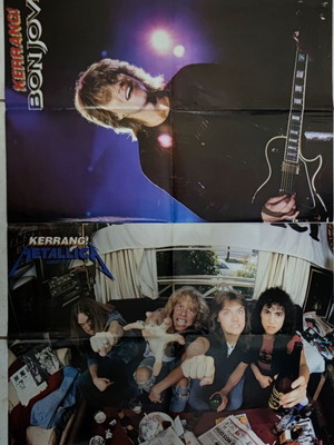 Pear Jam Bon Jovi Metallica double-sided poster used from Kerrang magazine