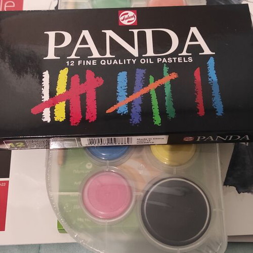 Art supplies set like new with oil pastels, watercolors, colored pencils, and watercolor block