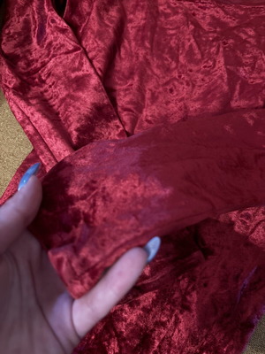 Red velvet bodysuit like new, deep neckline, sizes S/XS