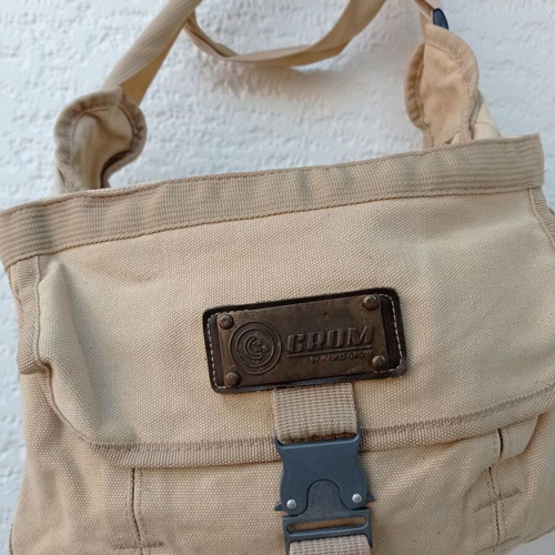 Crossbody bag, beige, large and spacious