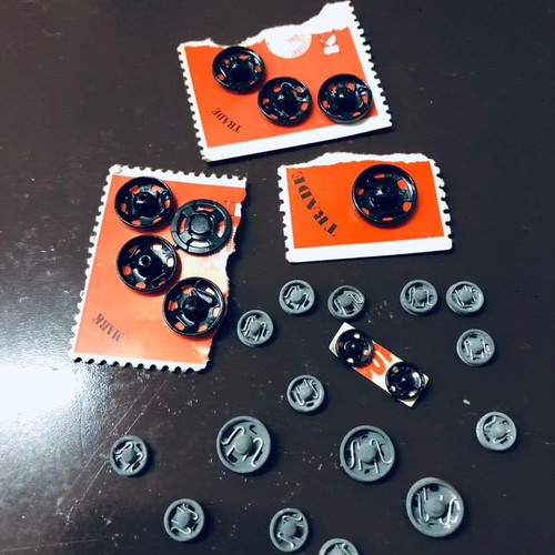 Metal snaps new, pack of 25 pieces, black and gray