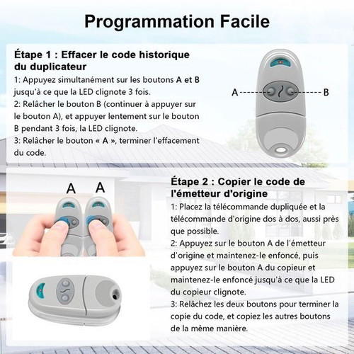 Garage door remote control 433.92 MHz, 2 channels, set of 2