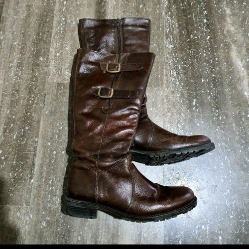 Leather boots brown used, size 39, made in Germany