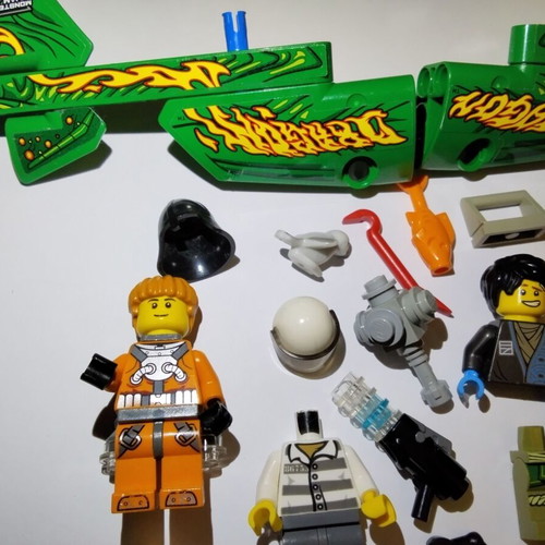 Lego figures, accessories and pieces used, all together