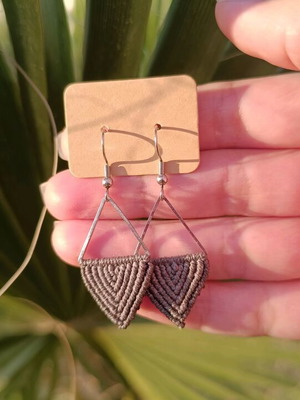 Macrame earrings handmade with steel hooks, new