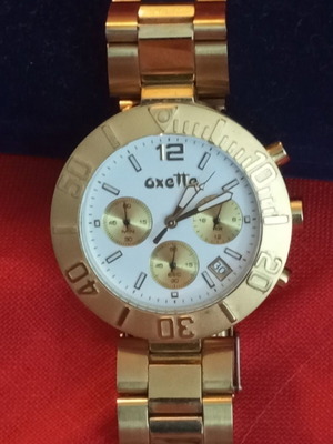 Oxette quartz stainless steel watch used, bronze tone bracelet