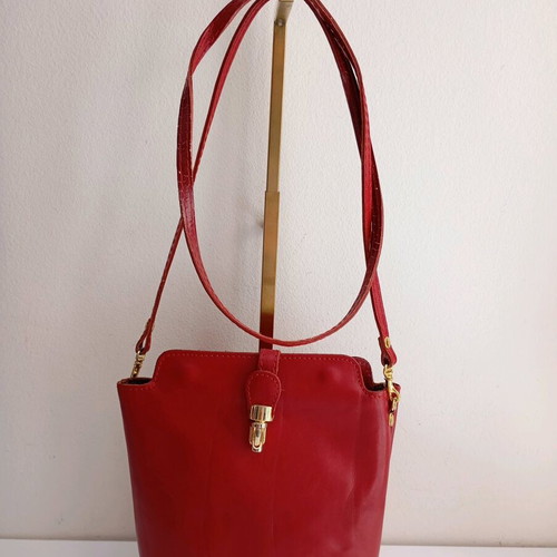 Leather crossbody bag new, Made In Italia, red