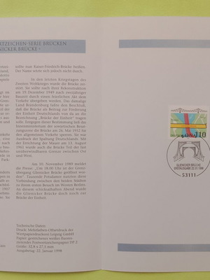 German stamp 1998 with Bonn first day cover, sealed block