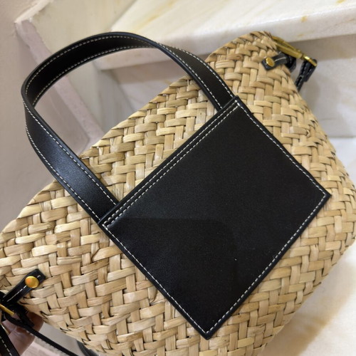 Alessia Massimo straw handbag, black and beige
