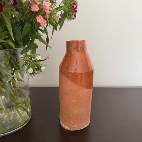 Handmade ceramic vase red brown new
