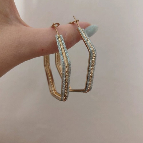 Hoop earrings gold with silver glitter new