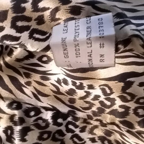 Women's leather biker jacket used, black, size S with leopard lining