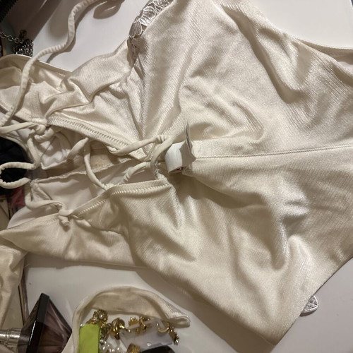 White one-piece swimsuit with lace like new