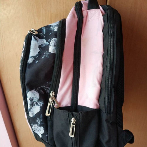School backpack large for elementary girl used, pink and black