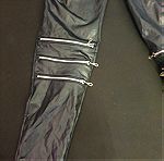  Πέτσινο παντελόνι - κολάν μαύρο με φερμουάρ στο γόνατο