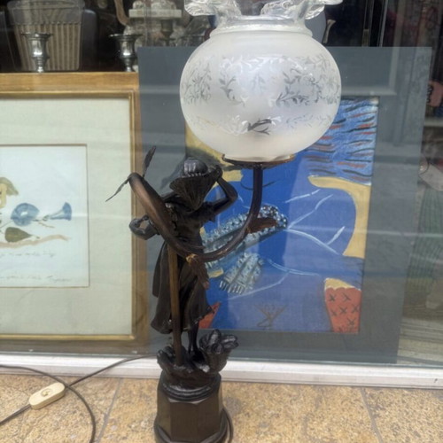 Table lamp statue like new, 57 cm, antimony