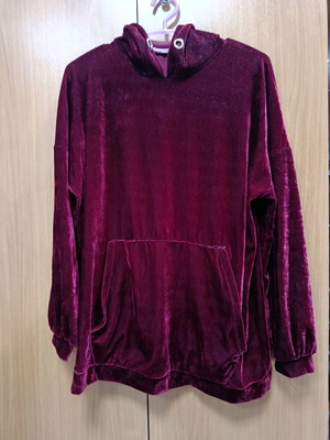 Velvet hoodie Zara like new, size S, wine color
