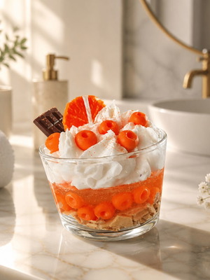 Glass candle with orange-scented soy wax