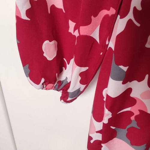 Floral midi dress size S like new, pink and red shades, slit