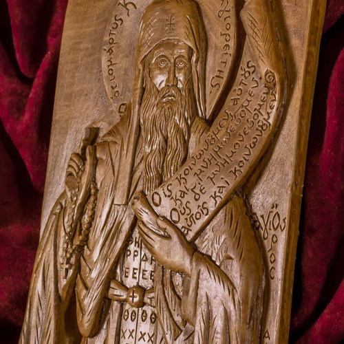 Ag. Kosmas o Protos icon made of wax, mastic and incense new